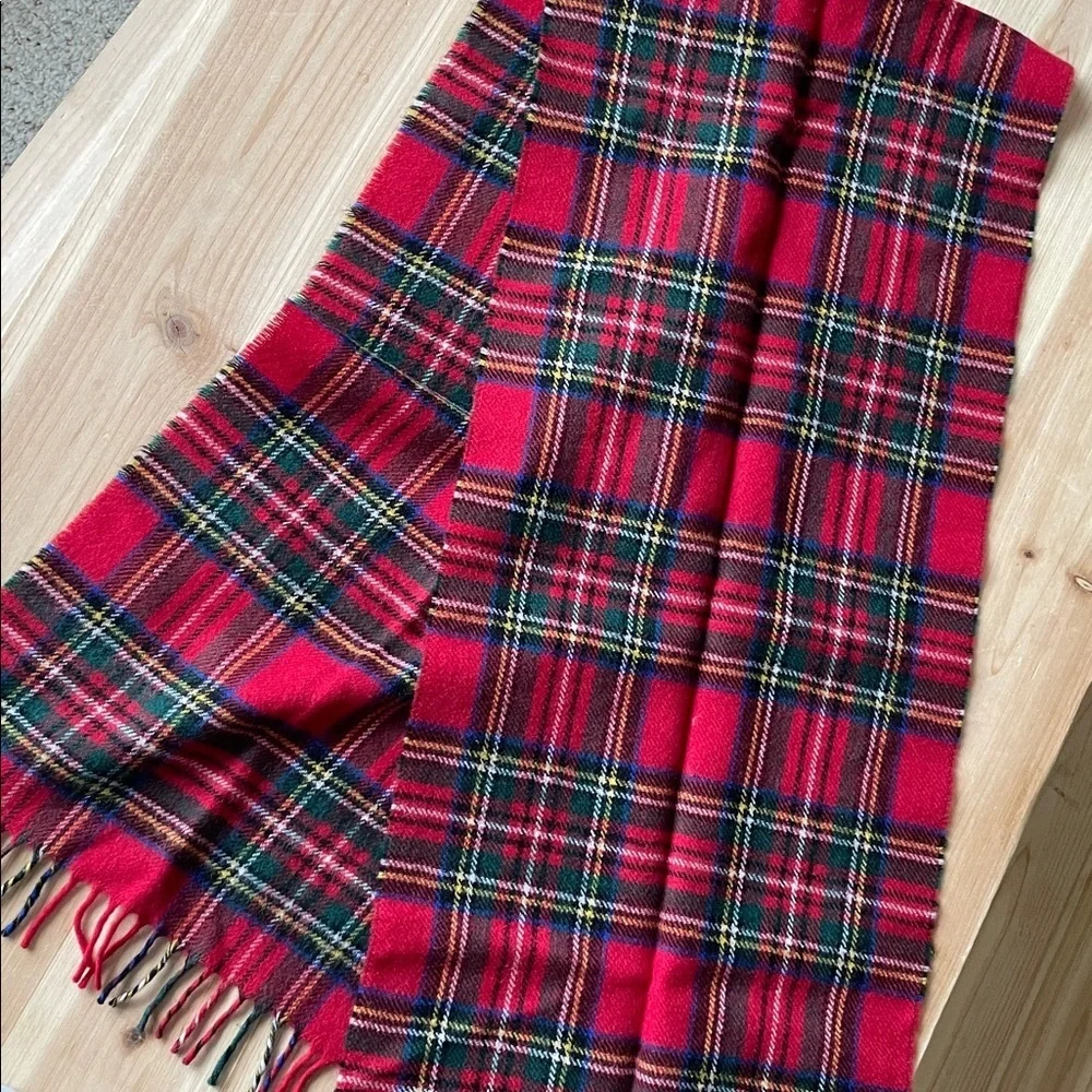 Red Plaid Scarf with Fringe
